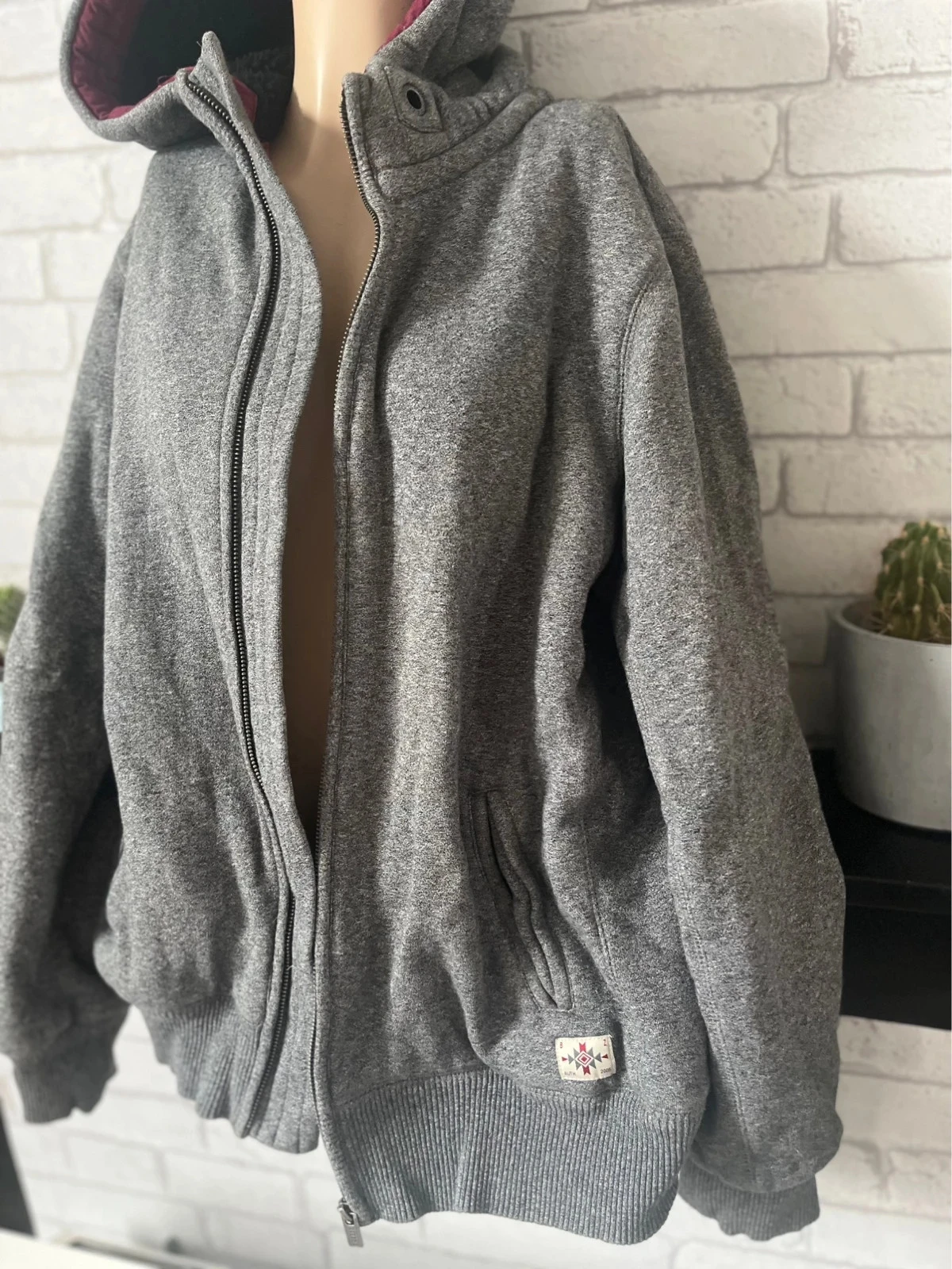 Veste zíper cinza mesclado com capuz – estilo casual chique confortável tamanho 40 – photo 2